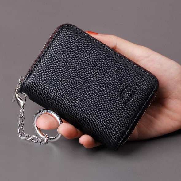 Credit Card Wallet, Zipper Card Cases Holder for Men Women, RFID Blocking, Keychain Wallet, Compact Size