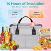 Cute & Roomy Lunch Box for Women – Adults Large Insulated Lunch Bag with Shoulder Strap, Multi-Pockets, and Water Bottle Holder for Work, Picnic, and Outdoors (Standar Size, Gray)