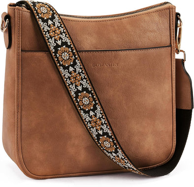 Crossbody Bags for Women Trendy Vegan Leather Hobo Purses Shoulder Handbags with Wide Shoulder Strap