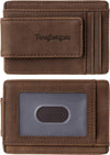 Genuine Leather Magnetic Front Pocket Money Clip Wallet RFID Blocking