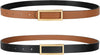 Skinny Reversible Belts for Women, Two-In-One Women Thin Belt for Dresses Jeans Pants with Gold Buckle