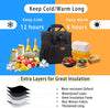 Expandable Insulated Large Lunch Box, Double Deck Heavy Duty Durable Lunch Bag Leakproof Cooler Bags for Men Women Adults Work Shift Flight Beach Daytrip, 20 Can, Black,