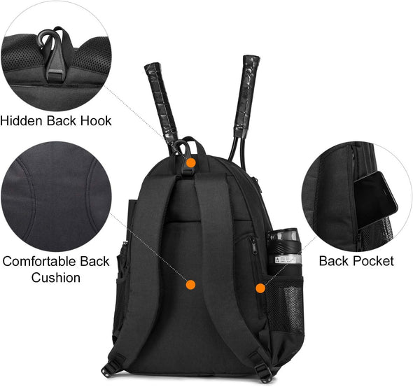 Tennis Bag Professional Tennis Backpack for Men and Women Racket Bags Holds 2 Rackets with Ventilated Shoe Compartment