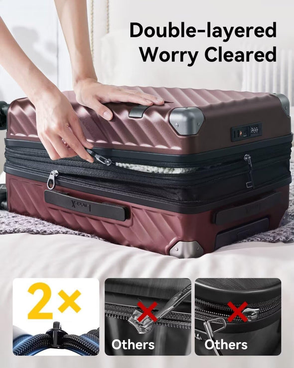 Luggage with Spinner Wheels - Polycarbonate Expandable Hard Shell Suitcase, Carry-On 20-Inch, Black