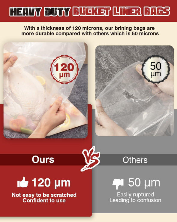 Brine Bag, 6 Pack, 4.7Mil 30"×21", Extra Large Turkey Brine Bag Food Grade for Marinating, Brining Bags for Turkey, Chicken, Beef, Pork, Ham, 5 Gallon Bucket Liner Bags Heavy Duty Leak Proof