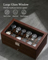 Watch Box, 12 Slot Watch Case, Watch Cases for Men with Real Glass Lid, Synthetic Leather Watch Organizer Storage with Jewelry Case, Birthday for Men and Women, Brown