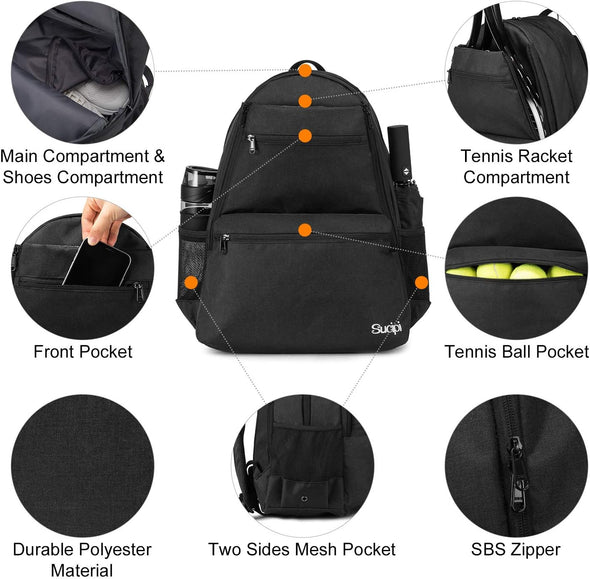 Tennis Bag Professional Tennis Backpack for Men and Women Racket Bags Holds 2 Rackets with Ventilated Shoe Compartment