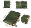 Womens Wallet Small Rfid Ladies Compact Bifold Leather Vintage Coin Purse with Zipper and Kiss Lock