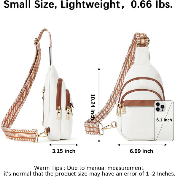 Small Sling Bag for Women Leather Crossbody Bags Fanny Pack Chest Bag for Travel