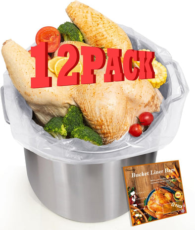 12 Pack Brining Bags for Turkey, 30"×21", Extra Large Turkey Brine Bag Holds up 30Lb, Thickened Brining Bag 5 Gallon Bucket Liner Bags, Food Grade Marinating Bag Brine Bags for Turkey, Chicken, Ham