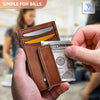 Magnetic Closure Slim Wallet-Genuine Leather Front Pocket Wallet for Men,Rfid Blocking,Holds 12 Cards and Money Clip