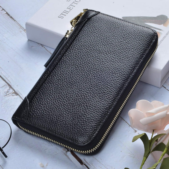 Credit Card Holder Wallet Womens Zipper Leather Case Purse RFID Blocking