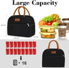 Lunch Box Lunch Bag for Women Adults Men, Reusable Cute Lunch Pail Bag - Leakproof, Insulated Lunch Box Tote with Large Capacity, Cooler Lunch Container for Work/Travel/Office (Black)