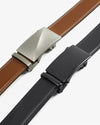 Mens Belt Leather 2 Pack Ratchet Belt for Men Dress and Casual with Adjustable Buckle, Trim to Fit