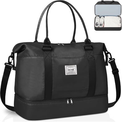 Travel Duffel Bag, Weekender Bags for Women, Overnight Gym Carry on Tote Bag with Wet Pocket, Hospital Mom Bag for Labor and Delivery - Extra Large, Black