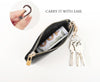 Full Grain Leather Coin Purse with Key Chain - Small Change Purse Keychain Card Holder Keychain Pouch Small Keychain Wallet for Women and Men (Black)