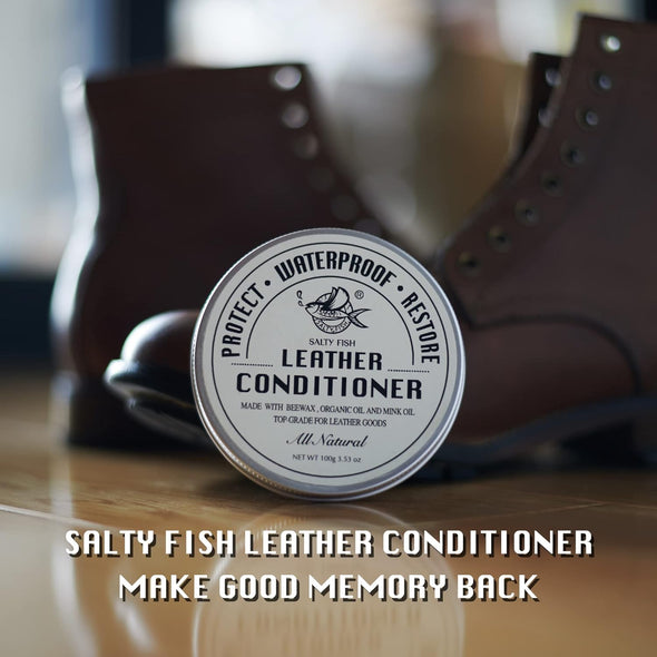 All-Natural Leather Conditioner and Cleaner,Made with Mink Oil Beeswax,Protect Soften Waterproof Leather Furniture,Car Seats,Shoes,Boots,Bags (3.53 Oz)