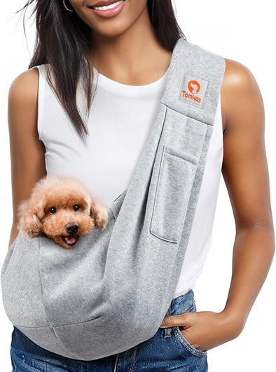 Small Dog Sling Carrier - Classic Strap & Classic Pocket - for 3-10 Lbs Pets(Grey)