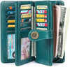 Wallets for Women Genuine Leather Credit Card Holder with RFID Blocking Large Capacity Wristlet