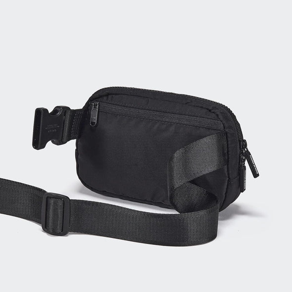 Two Way Zipper Fanny Pack Nylon Everywhere Belt Bag for Women, Water Repellent Waist Packs, Crossbody Bags with Adjustable Strap (Black).