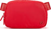 Two Way Zipper Fanny Pack Nylon Everywhere Belt Bag for Women, Water Repellent Waist Packs, Crossbody Bags with Adjustable Strap (Red).