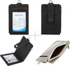 Women & Men Keychain Card Holder Case Zipper Slim Minimalist Front Pocket Wallet with 2 ID Window, Black