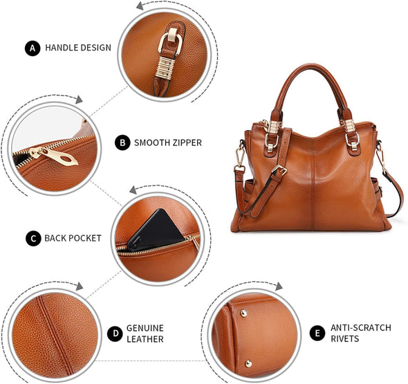 Soft Women Genuine Leather Purses and Handbags Satchel Tote Shoulder Bag