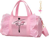 Cute Ballet Dance Bag Gym Travel Duffle Bag for Girls Tutu Dress Bag with Key Chain for Girls (Pink2 of Long Mesh)