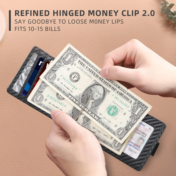 Wallet for Men-6 Slots ID Window-Mens Wallets-Slim Wallet Classic Spring Money Clip RFID Blocking-Gift for Men