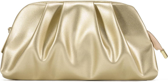 Dressy Vegan Leather Clutch Purse for Women Formal, Soft Pleated PU Evening Clutch for Weddings, Proms, Cocktail-Gemma