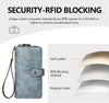 Wallet for Women RFID Blocking Leather Large Capacity Card Holder Ladies Phone Clutch Travel Long Purse Wristlet