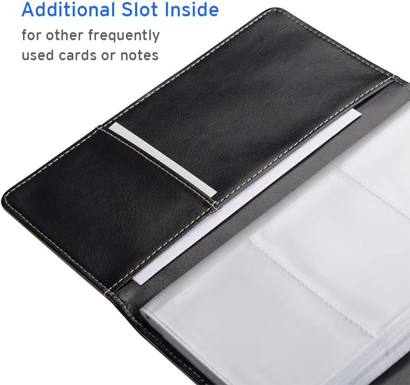 Leather Professional Business Card Book Holder Organizer, 240 Card Capacity PU Name Card Credit Cards Booklet (Black)