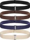 2/3/4 Pack Women Elastic Stretch Belt Invisible Belts with Flat Buckle for Jeans Pants Dresses