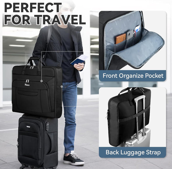 Garment Bags for Travel, Large Travel Suit Bag for Men Women with Shoulder Strap, Wrinkle Free Carry on Garment Bags for Hanging Clothes, Business Foldable Hanging Luggage Bag for Travel, Black