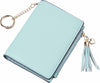 Small Wallet Women RFID Blocking Leather Credit Card Wallet with ID Window and Zippered Coin Pocket Tassel Cute Wallet