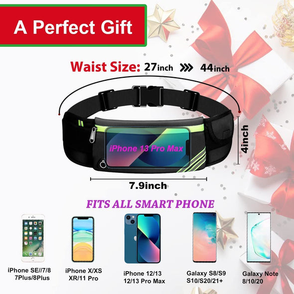 Slim Running Belt Fanny Pack,Waist Pack Bag for Hiking Cycling Workout,Reflective Runners Belt Jogging Pocket Belt,Travelling Money Phone Holder for Running