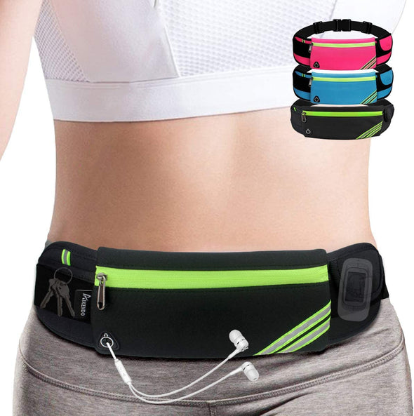 Slim Running Belt Fanny Pack,Waist Pack Bag for Hiking Cycling Workout,Reflective Runners Belt Jogging Pocket Belt,Travelling Money Phone Holder for Running