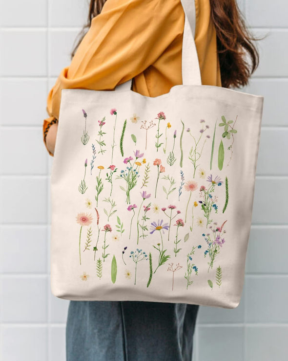 Canvas Tote Bag Aesthetic for Women, Cute Reusable Cloth Cotton Bags for Shopping Beach Grocery