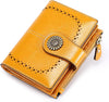 Small Womens Wallet Leather Bifold Card Holder RFID Blocking with Zipper Coin Pocket