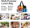 Reusable Lunch Box for Men/Women - Insulated Lunch Bag Leakproof Lunchbox for Work Office Picnic Beach - Freezable Lunch Cooler Bag with Adjustable Shoulder Strap - Black