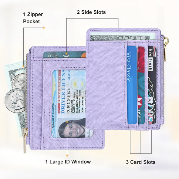 Card Case Slim Front Pocket Wallet for Women Credit Card Holder with Keychain