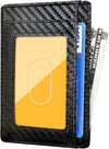 Front Pocket Minimalist Leather Slim Wallet RFID Blocking Carbon Fiber Texture