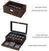 12 Watch Box with Valet Drawer, Luxury Watch Case,Watch Organizer for Mens Accessories with Real Glass Top,Metal Hinge, Brown SSH02Y