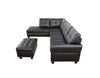 EOVTK 98" Faux Leather Sectional Sofa with Removable Storage Ottoman and Cup Holders, L-Shaped Upholstered Corner Couch with Chaise for Living Room Office Apartment, Black