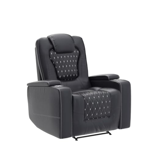 ANJ PU Leather Power Recliner Chair with USB Ports, Cup Holders and Hidden armrest Storage