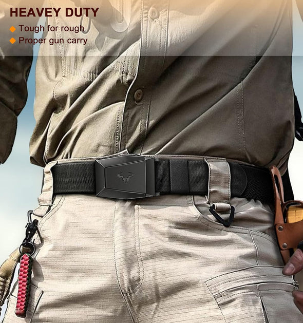 Tactical Belt for Men, Men Stretch Nylon Web Gift Belt 1.5"-Hiking Rigger Military Work-Quick Release