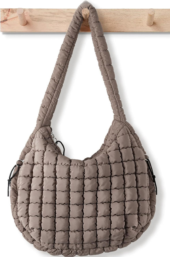 Puffer Tote Bag for Women Large Quilted Tote Bag Quilted Carryall Bag Soft Puffy Crossbody Bag Hobo Handbags Puff Purse