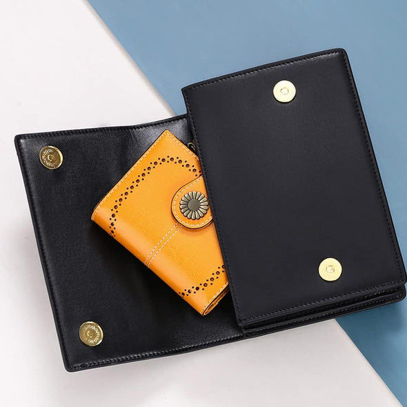 Small Womens Wallet Leather Bifold Card Holder RFID Blocking with Zipper Coin Pocket