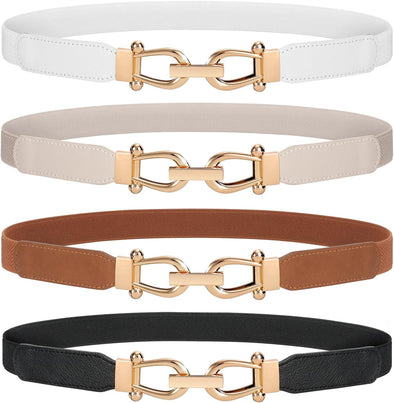 Women Skinny Belt for Dresses Retro Stretch Ladies Waist Belt plus Size Set of 4