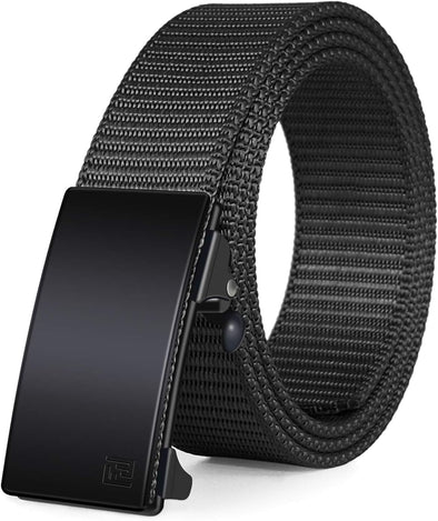 Men'S Ratchet Web Belt,1.25 Inch Nylon Automatic Buckle Belt,No Holes Invisible Belt for Men